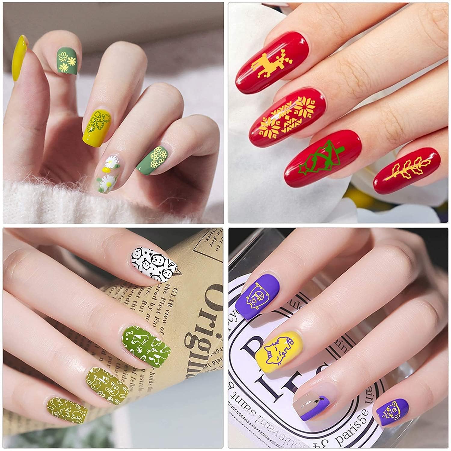 Biutee Nail Stamping Kit – 10PCS French Line Plates with Silicone Stamper for DIY Manicure & Salon Nail Art