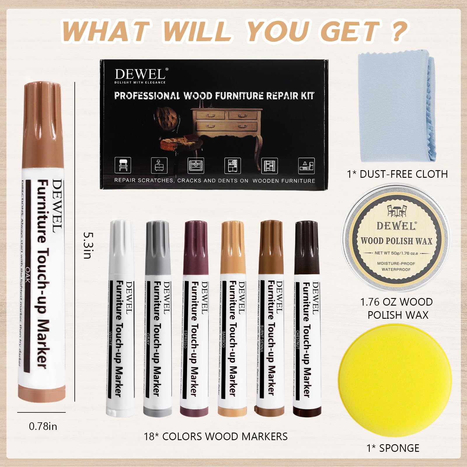 Fix Wood Scratches Instantly – DEWEL 12-Color Furniture Repair Marker Kit