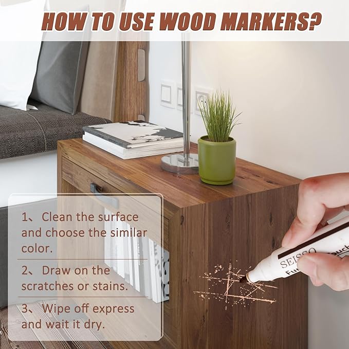 SEISSO Wood Furniture Repair Kit – 39pcs Markers & Fillers