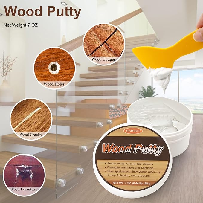 SEISSO Wood Putty – Paintable & Stainable Furniture Repair Filler
