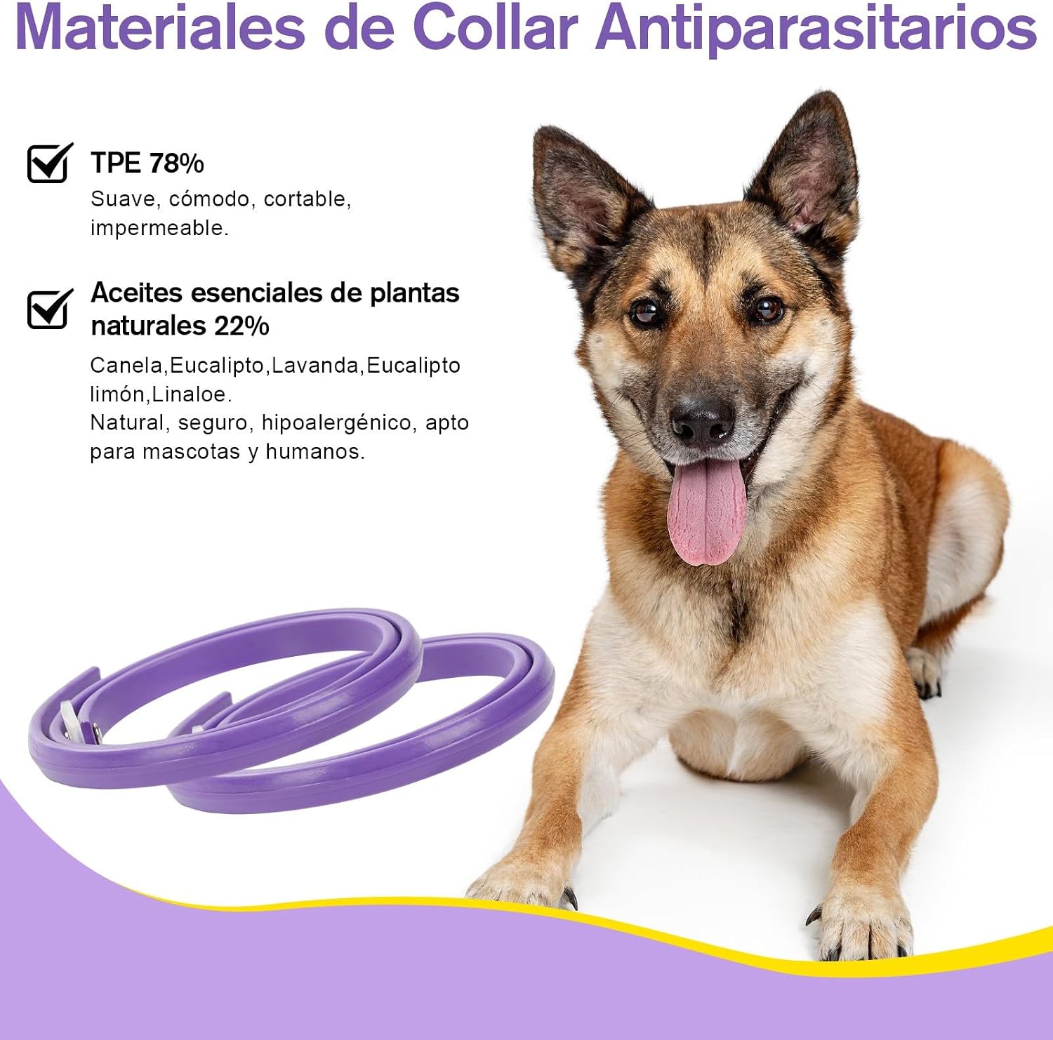 SEISSO 2 Flea Collar for Dogs, 63.5 cm, Purple