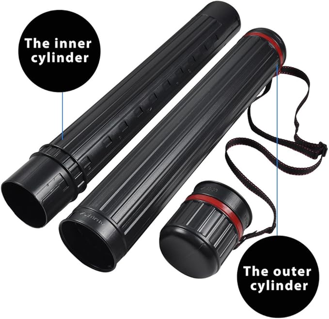DEWEL Telescoping Art Tube 25-40 Inch Waterproof Poster Storage Case with Strap（1pcs）