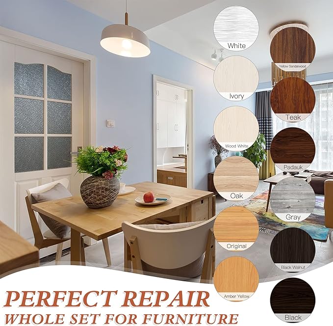 SEISSO Wood Furniture Repair Kit - 42 Pcs Wood Fillers & Markers for Scratches, Cracks, Stains & Holes