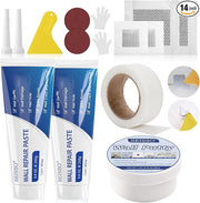 SEISSO Drywall Repair Kit – 2×250g White Wall Putty with Repair Tape & Patches