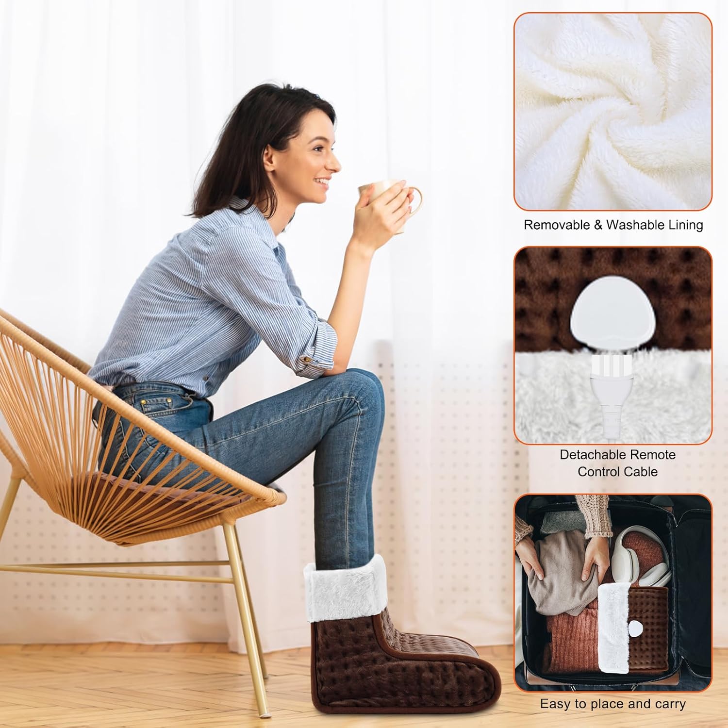 AU Plug – Double-Speed Heating Foot Warmer, 10 Heat Levels, 3 Timers, Multi-Safety Protection, Cozy All Day | DEWEL