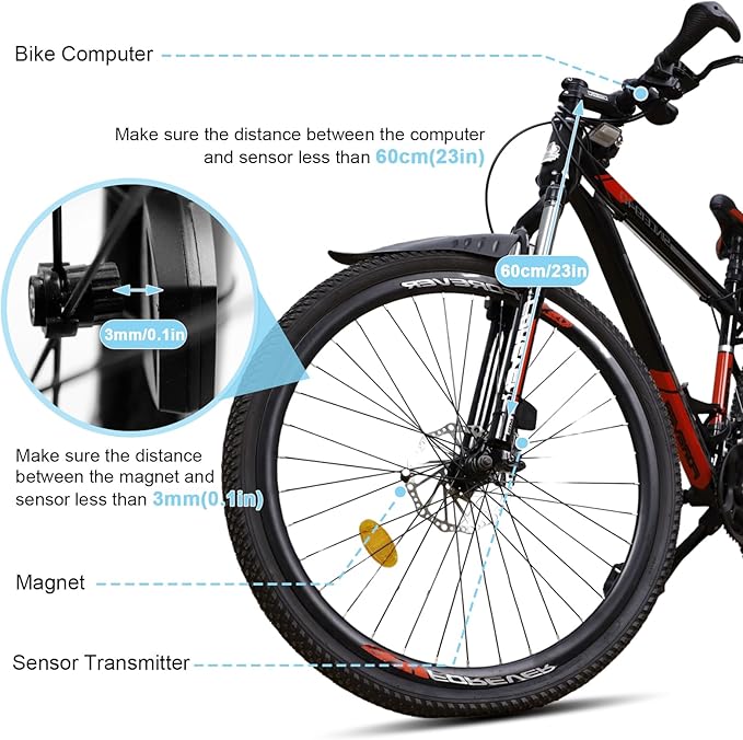 CYFIE Wireless Bike Computer, Waterproof Speedometer & Odometer with Backlit LCD