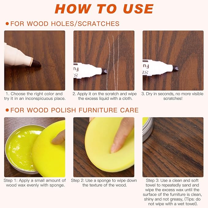 SEISSO Upgrade Furniture Repair Kit for Wood & Leather, Scratch Remover