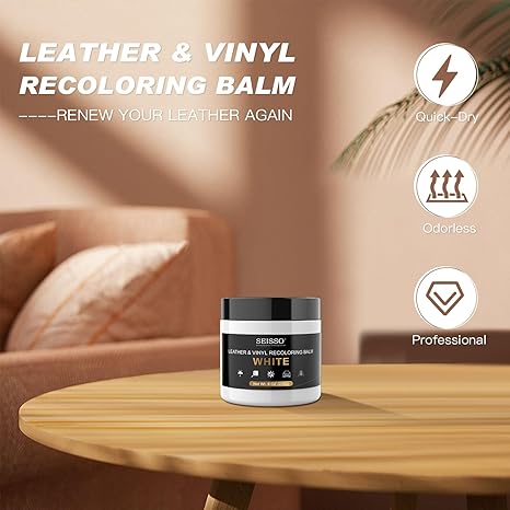 SEISSO White Leather Repair Kit for Furniture & Car Seats – Recoloring Balm for Scratches & Fading