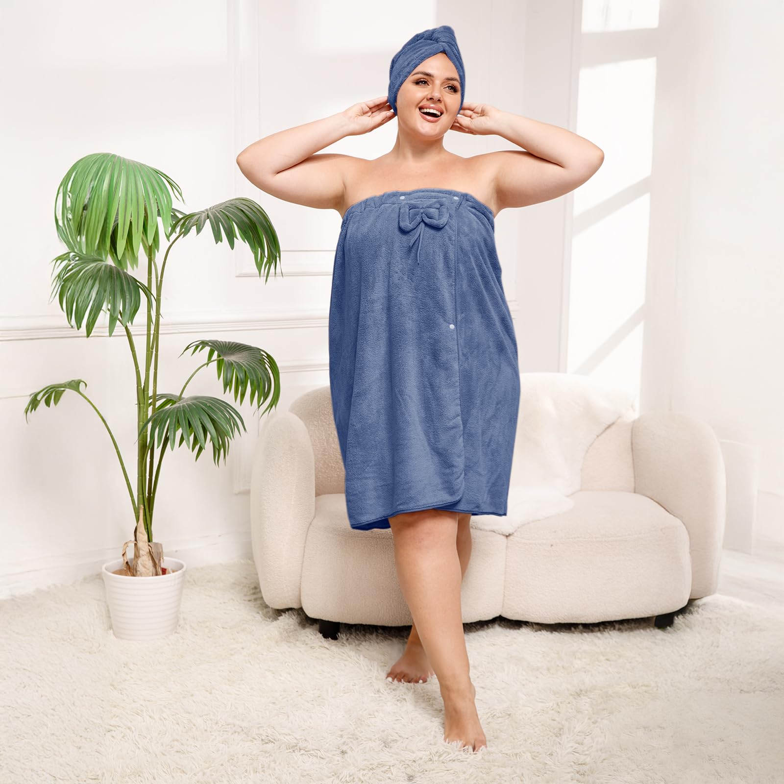 Ultra-Soft, Quick-Drying Plus Size Bath Towel & Hair Towel Set – Adjustable Shower & Spa Wrap for Women | SEISSO