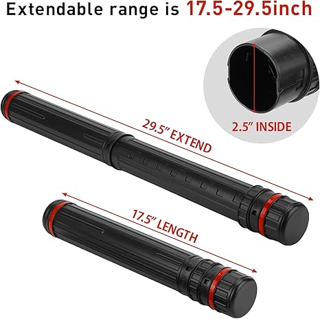 DEWEL 2 Pack Telescoping Document Poster Tube Waterproof with Strap