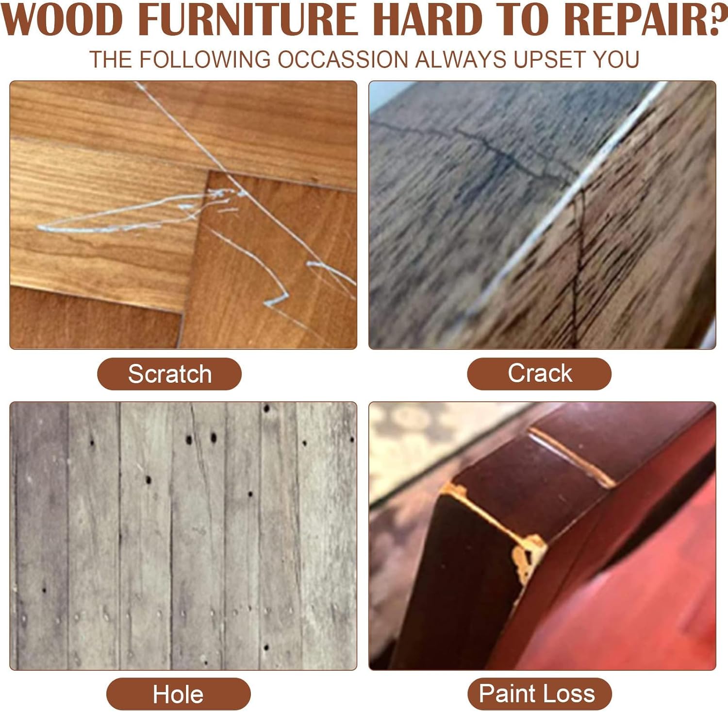 SEISSO Wood Furniture Repair Kit – 24 Colors 50pcs Fillers & Tools