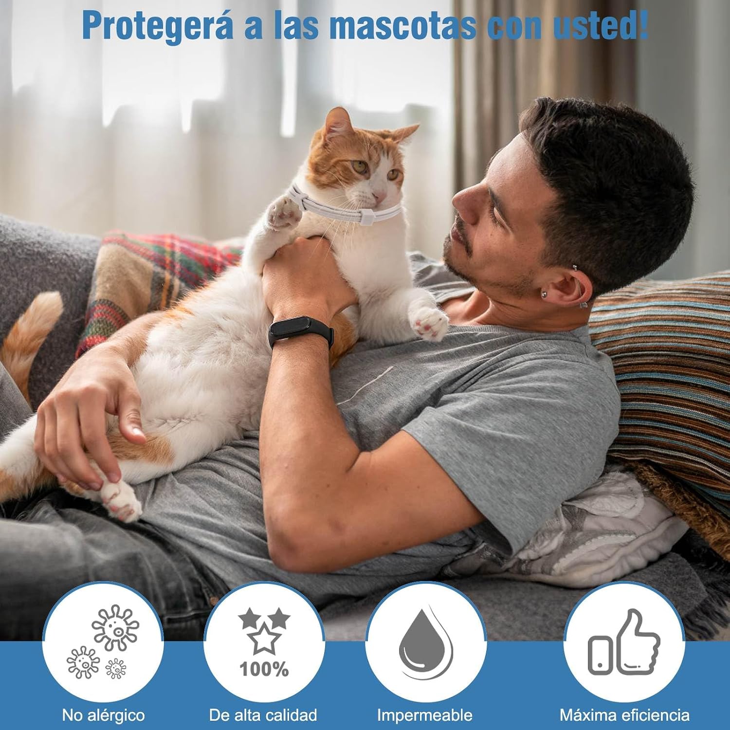 SEISSO Anti-parasitic Collar Dogs, Flea and Tick Collar for Cats, Collar Protects Dogs and Cats from Fleas Ticks Lice Mosquitoes Larveas, Grey, 39.5 cm