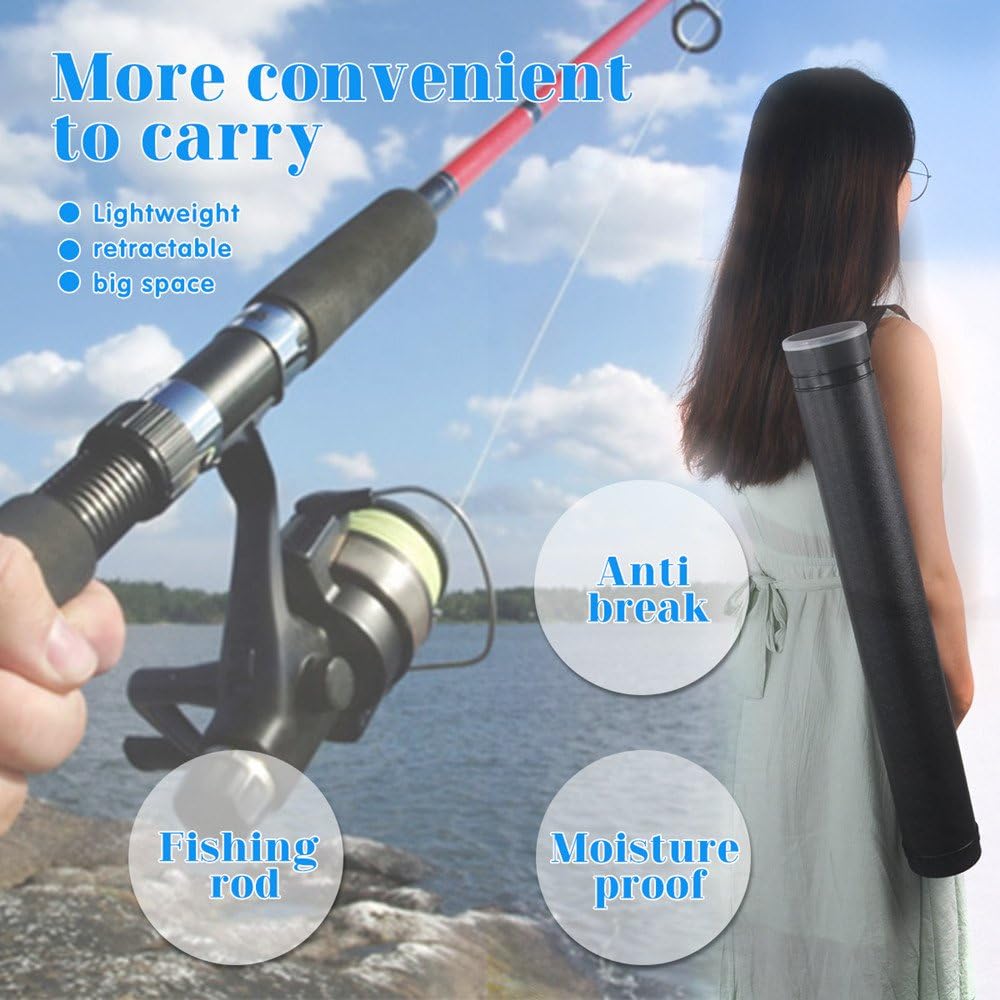 DEWEL Adjustable Document Tube 24.5-40 Inch Waterproof Plastic Storage Case with Strap