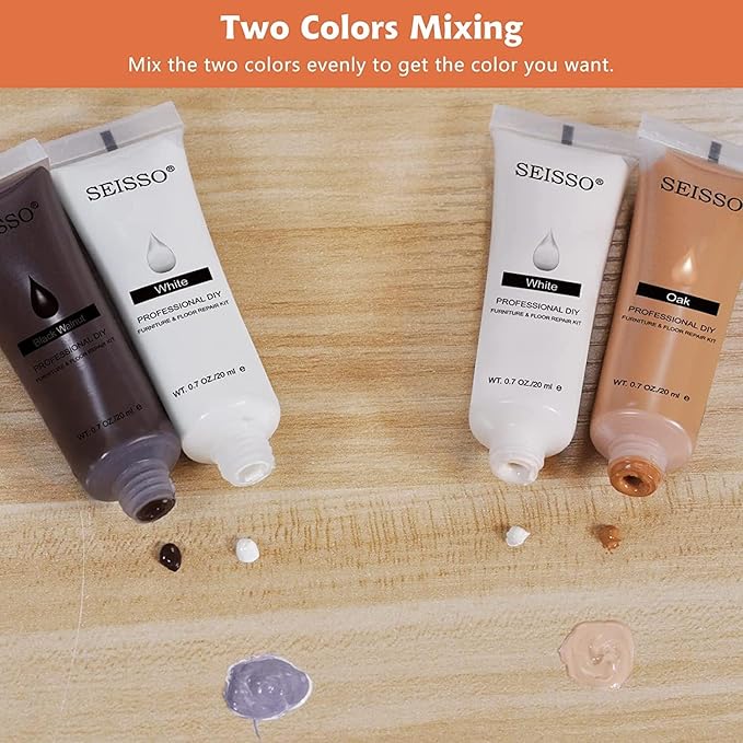 SEISSO Wood Repair Kit 12 Colors for Furniture Floor Table Cabinet Door