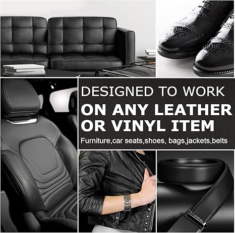 SEISSO Black Leather Repair Kit – Balm & Dye for Furniture, Couch, Car Seats, Scratch & Crack Repair