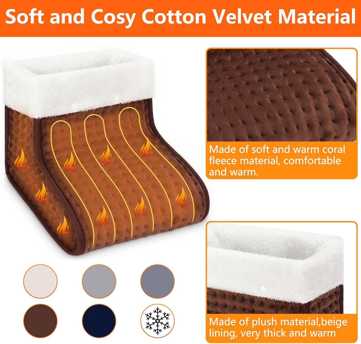 AU Plug – Double-Speed Heating Foot Warmer, 10 Heat Levels, 3 Timers, Multi-Safety Protection, Cozy All Day | DEWEL