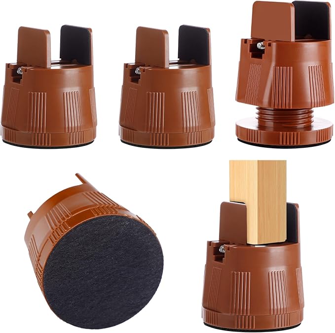 DEWEL Heavy Duty Adjustable Bed Risers 2.36-3.15" Lift 4 Pack for Furniture & Storage