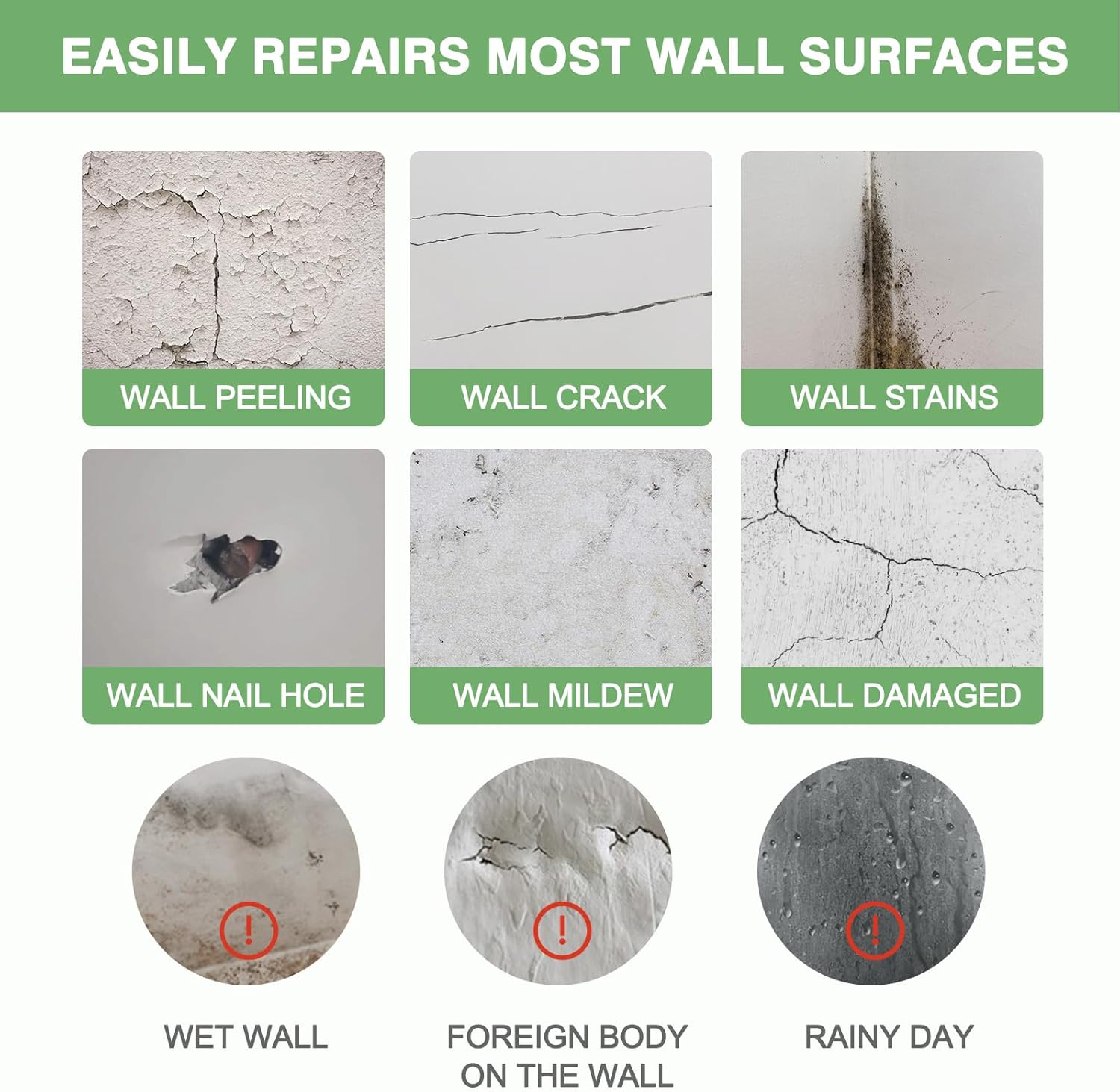 GRPOCHE 2-Pack Drywall Repair Kit – Spackle Wall Patch with Scraper for Holes & Cracks