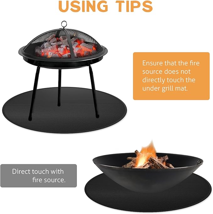 Cyfie 36 Inch Round BBQ Grill Mat Heat Resistant Fireproof Silicone Outdoor Patio Floor Protector