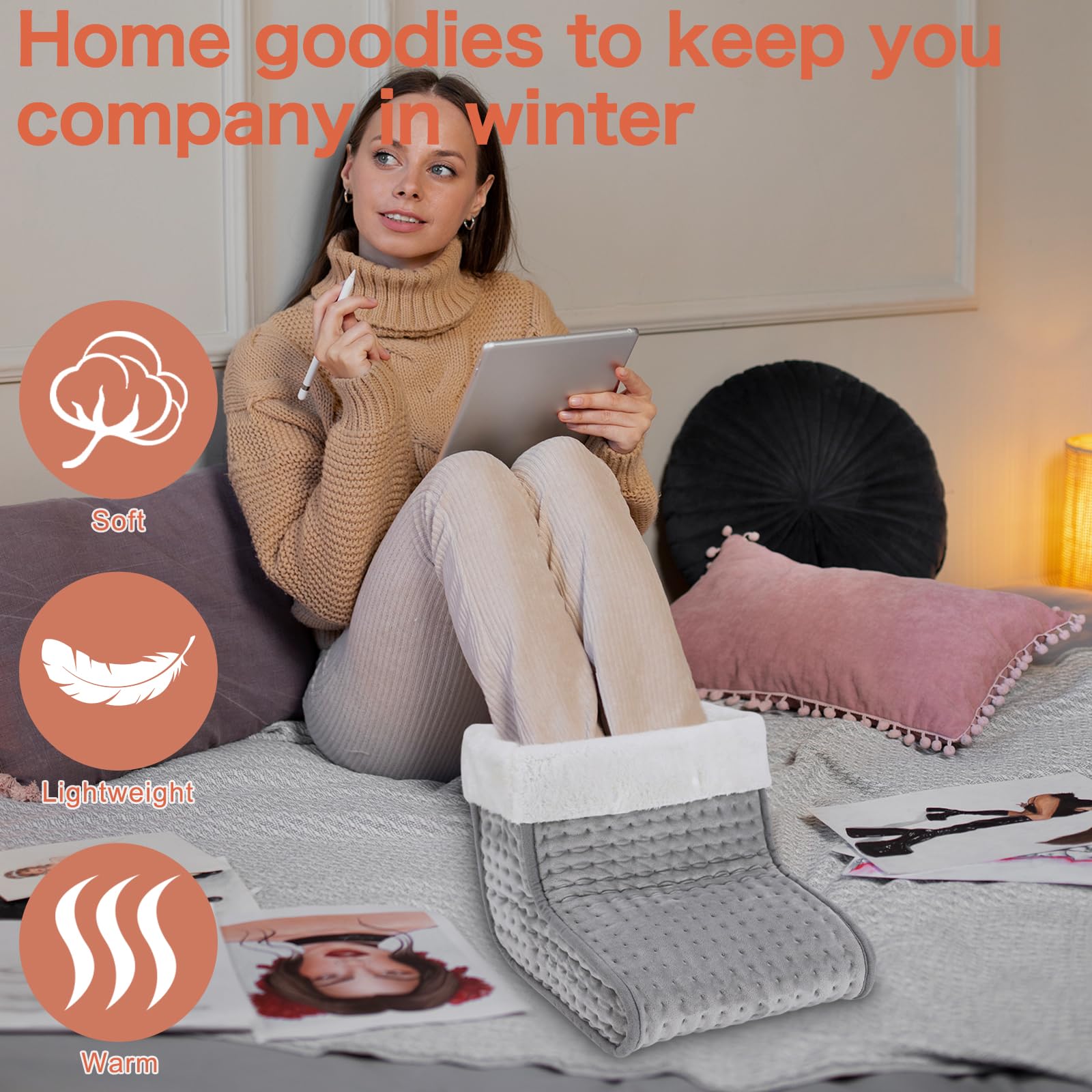 EU Plug – Double-Speed Heating Foot Warmer, 10 Adjustable Levels, Multi-Safety Protection, Washable Inner Lining | DEWEL