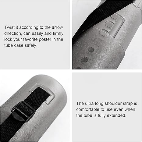 DEWEL 2 Pack Telescoping Poster Tubes Waterproof Document Storage Cases with Strap