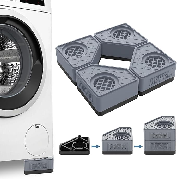 DEWEL Anti Vibration Pads for Washing Machine & Dryer, 4 Pack, 1100LB Capacity