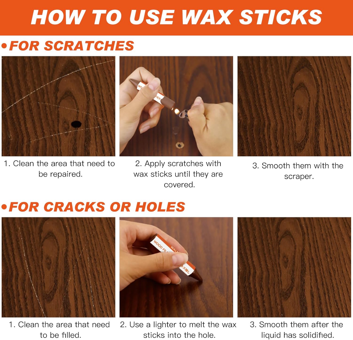 GRPOCHE 42 Pcs Wood Repair Kit – Touch Up Fillers & Markers for Furniture & Floor