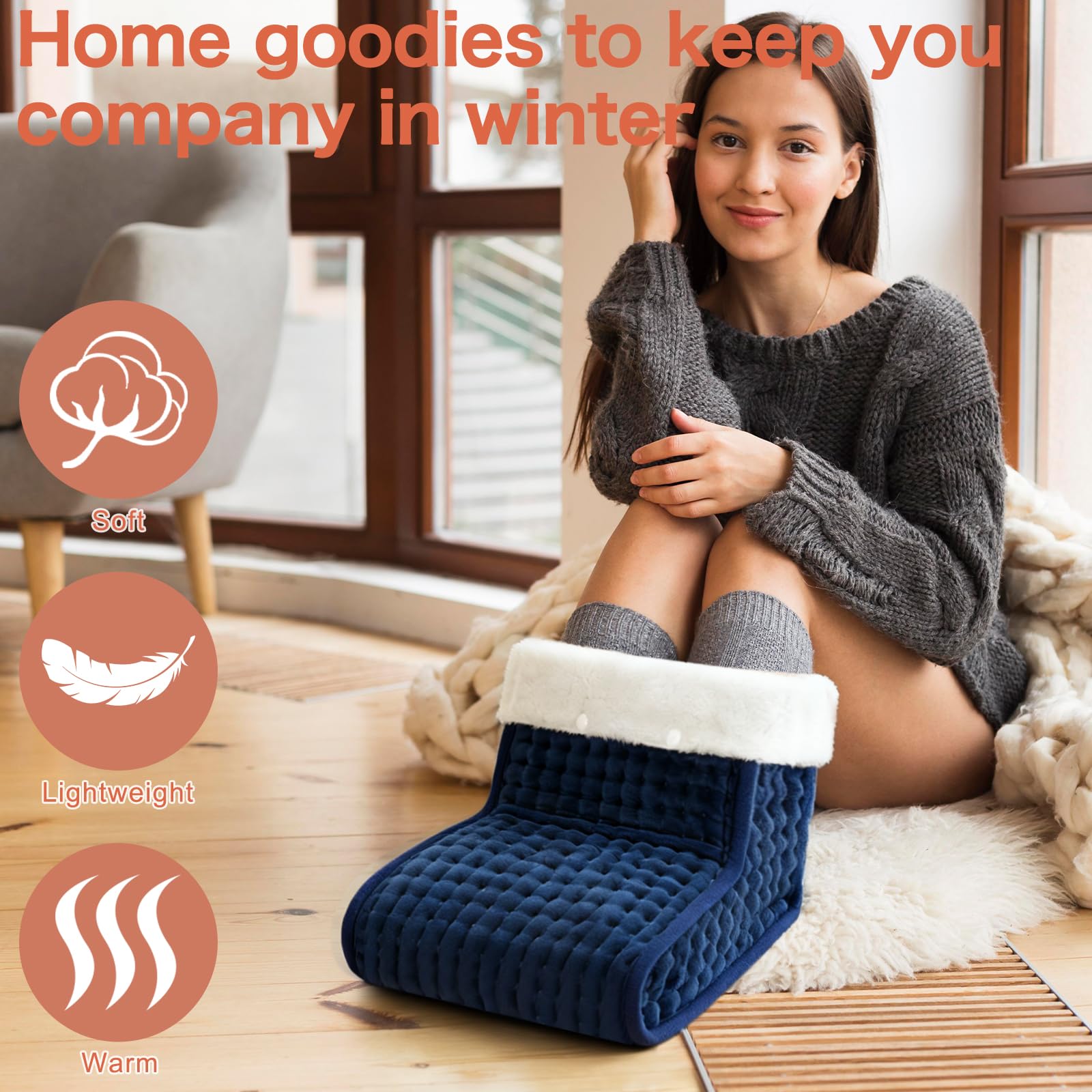 EU Plug – Double-Speed Heating Foot Warmer, 10 Adjustable Levels, Multi-Safety Protection, Washable Inner Lining | DEWEL