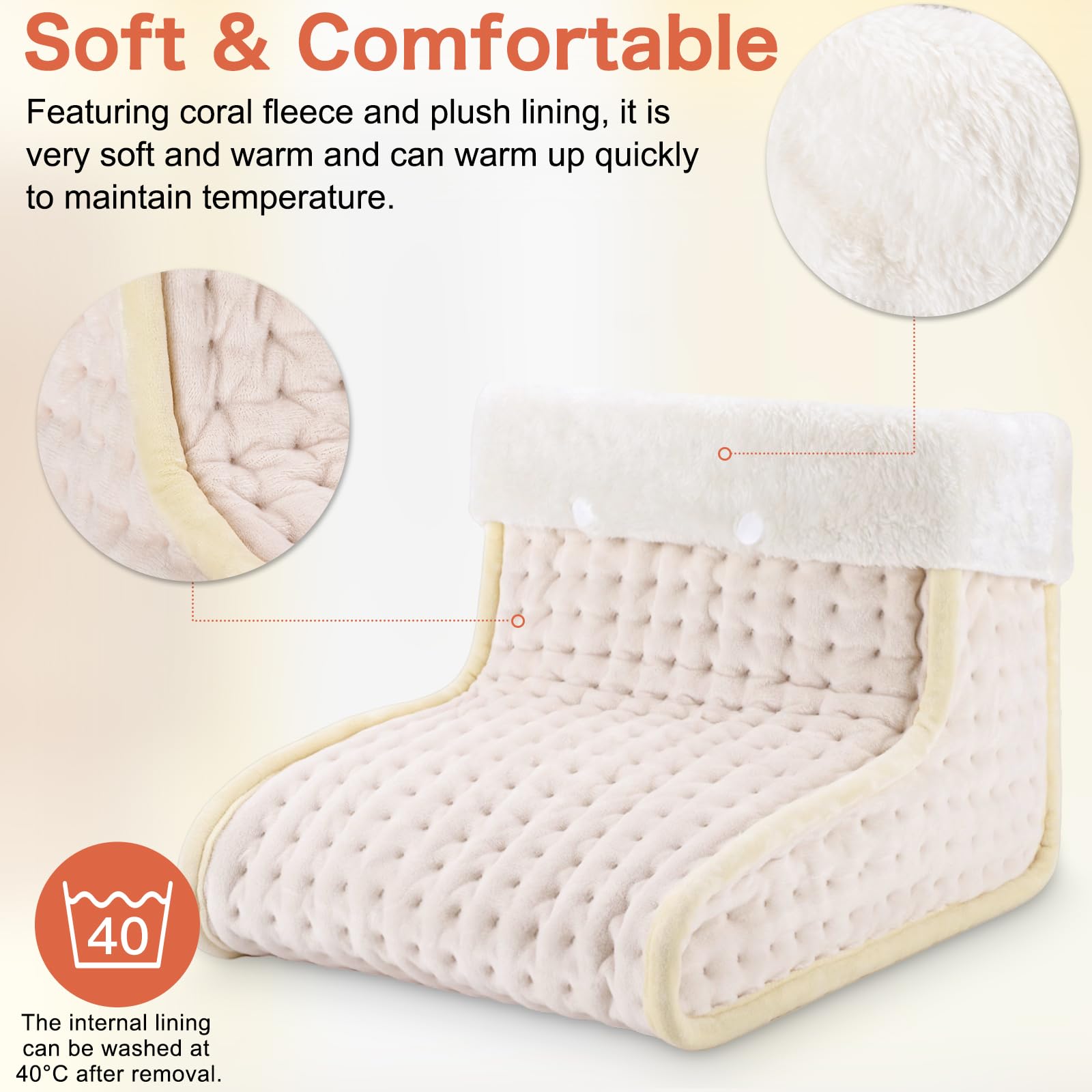 EU Plug – Double-Speed Heating Foot Warmer, 10 Adjustable Levels, Multi-Safety Protection, Washable Inner Lining | DEWEL