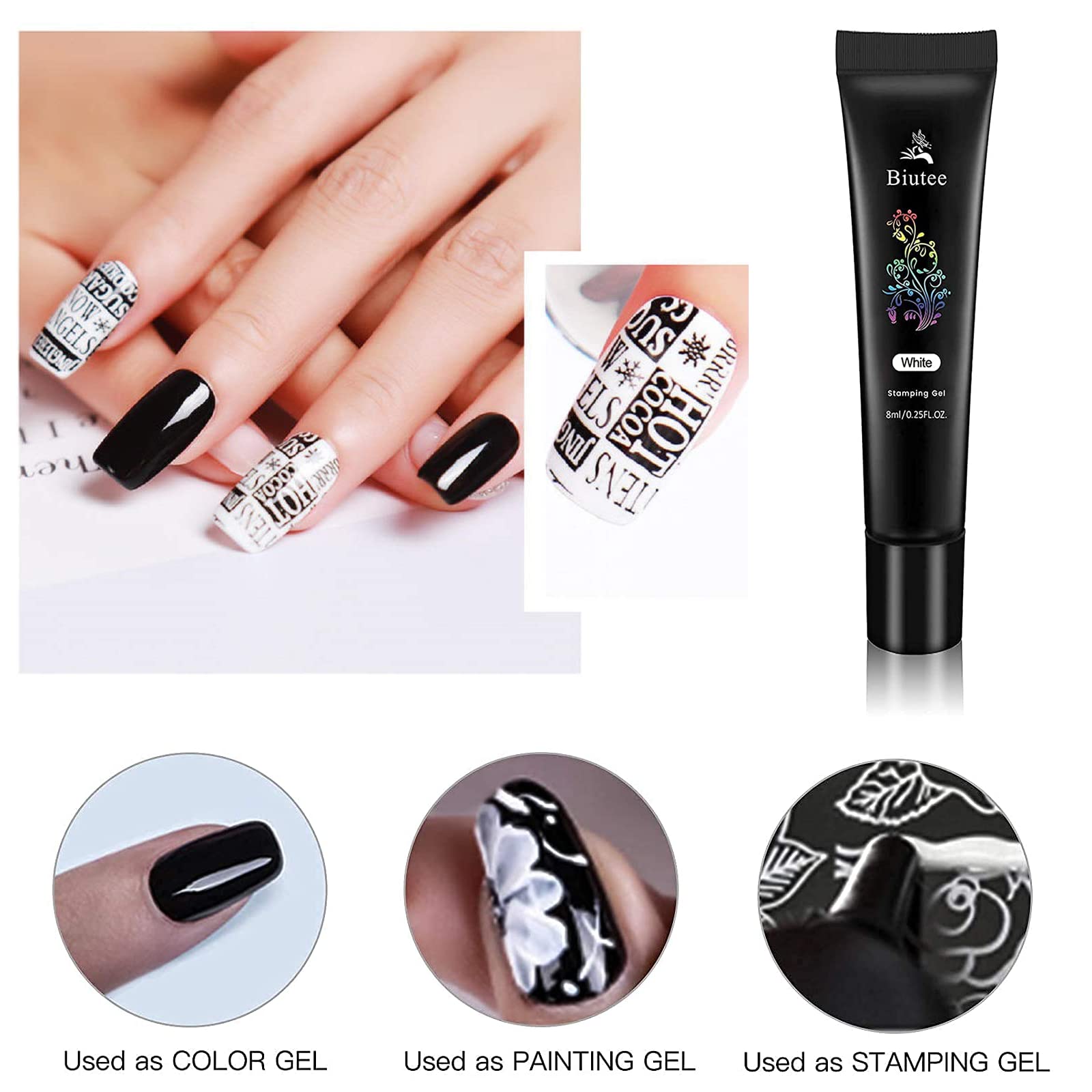SEISSO 8 Colors Nail Stamping Polish Kit, Stamper & Templates, Peel Off Latex, Base & Top Coat, DIY Manicure Gift Set