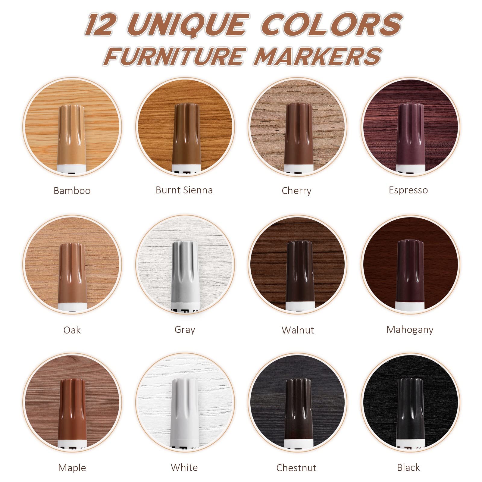 Fix Wood Scratches Instantly – DEWEL 12-Color Furniture Repair Marker Kit