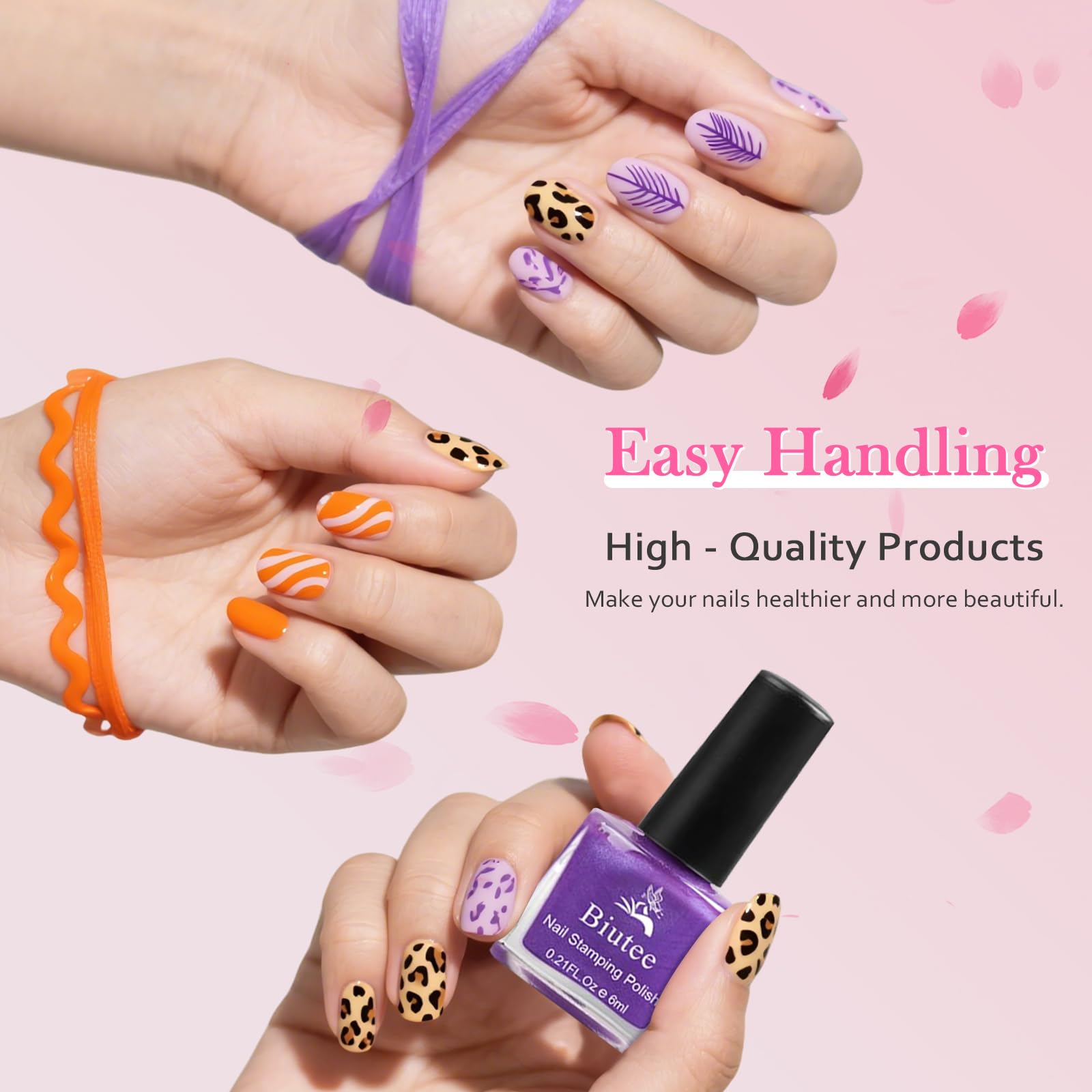 Biutee Nail Stamping Polish – 12 Colors 6ml Air Dry Set for Stamping Plates with Gift Box