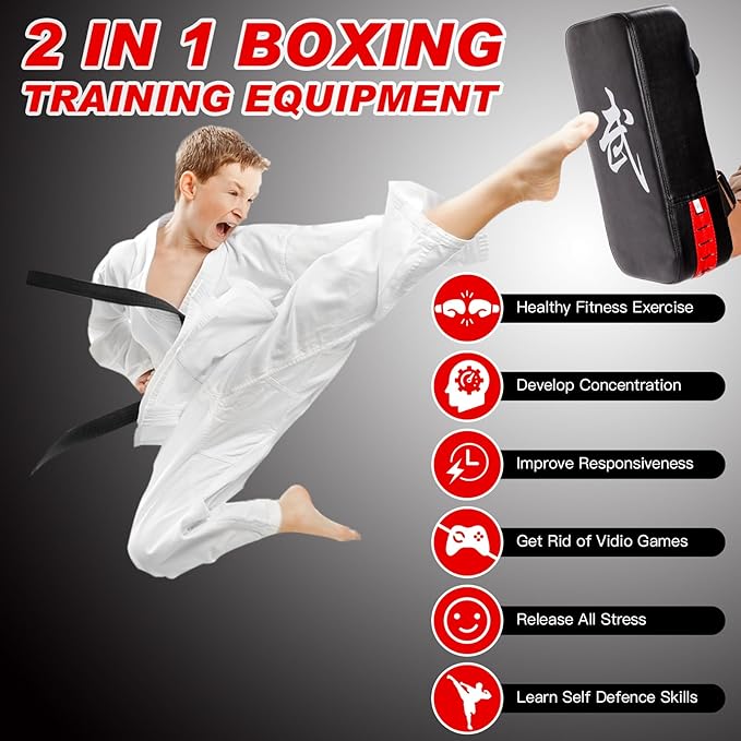 CYFIE Kids Boxing & Kick Pads Set, Training Gloves & Punch Mitts