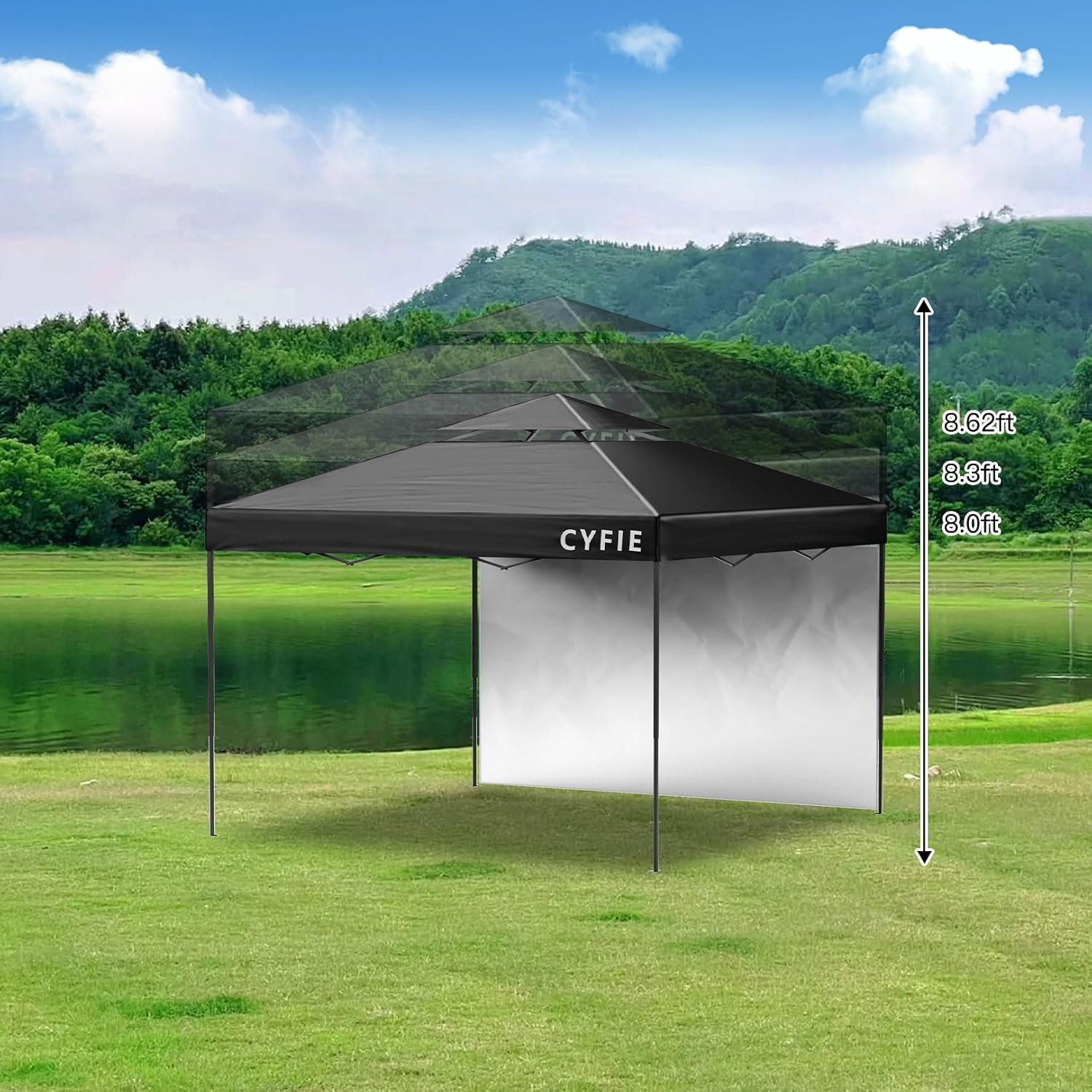 CYFIE 10x10ft Pop Up Canopy Tent with Sidewall & Sandbags
