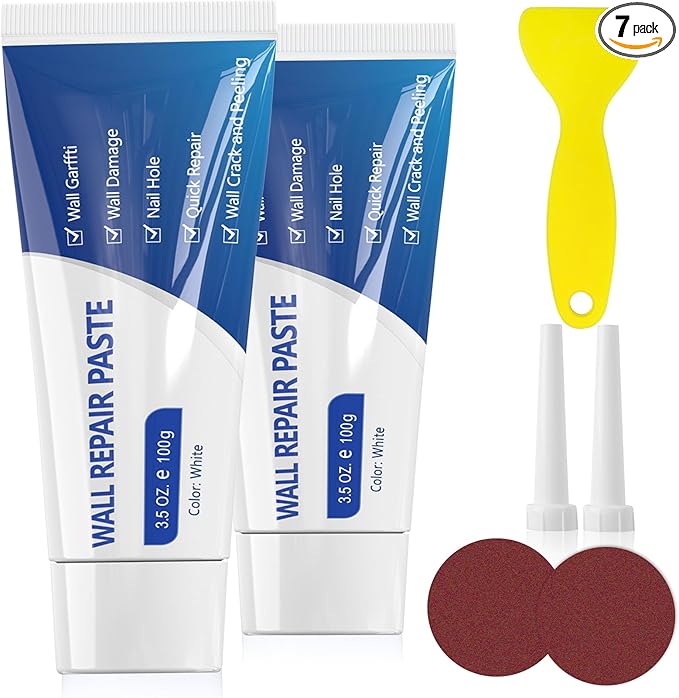 SEISSO Drywall Repair Kit – 2×100g Spackle with Scraper for Wall Hole & Crack Repair