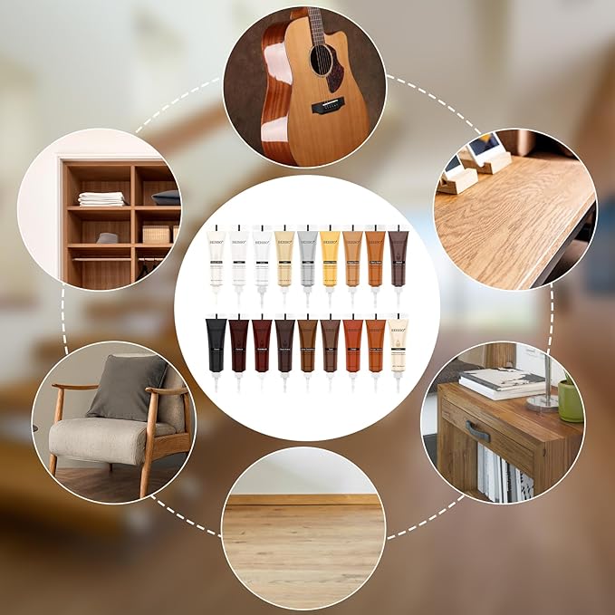 SEISSO 36 PCS Wood Furniture Repair Kit – Resin Fillers & Putty for Floor & Furniture