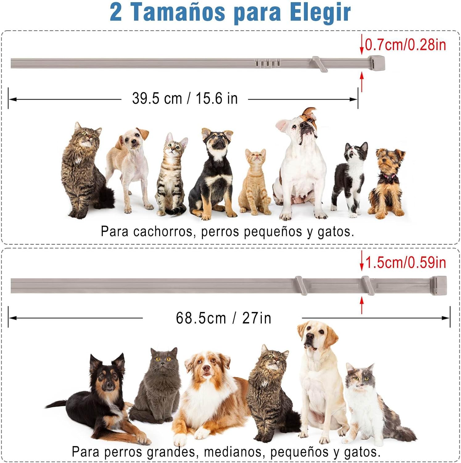 SEISSO Anti-parasitic Collar Dogs, Flea and Tick Collar for Cats, Collar Protects Dogs and Cats from Fleas Ticks Lice Mosquitoes Larveas, Grey, 39.5 cm