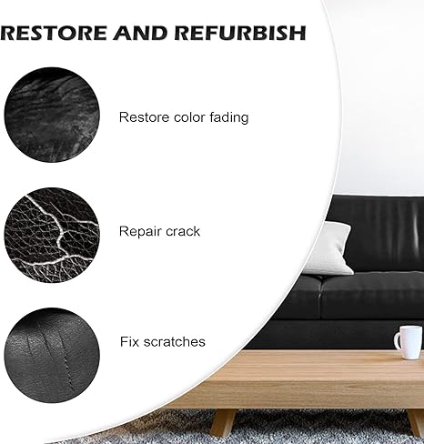 SEISSO Black Leather Repair Kit – Recoloring Balm for Furniture, Couch, Car Seat, Boots