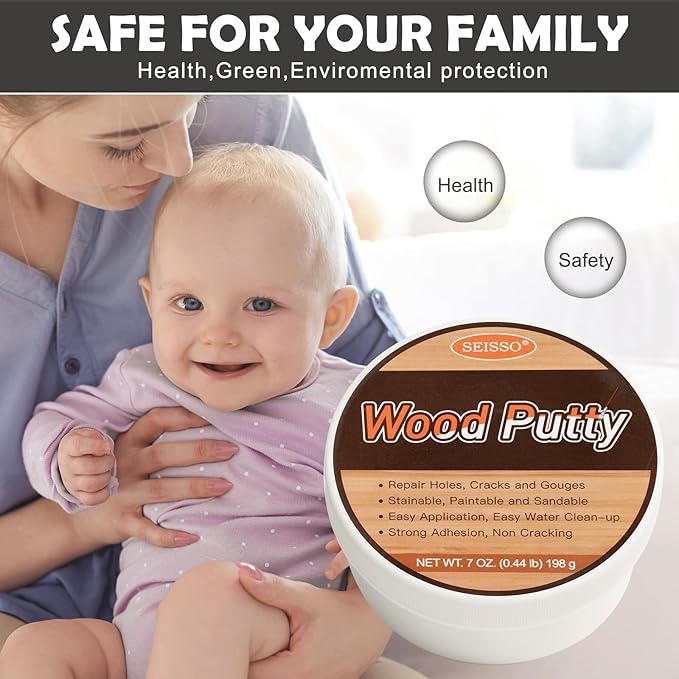 SEISSO Wood Putty – Paintable & Stainable Furniture Repair Filler