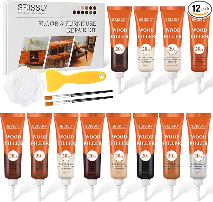 SEISSO 12 Colors Wood Furniture Repair Kit – Scratch Filler & Touch Up