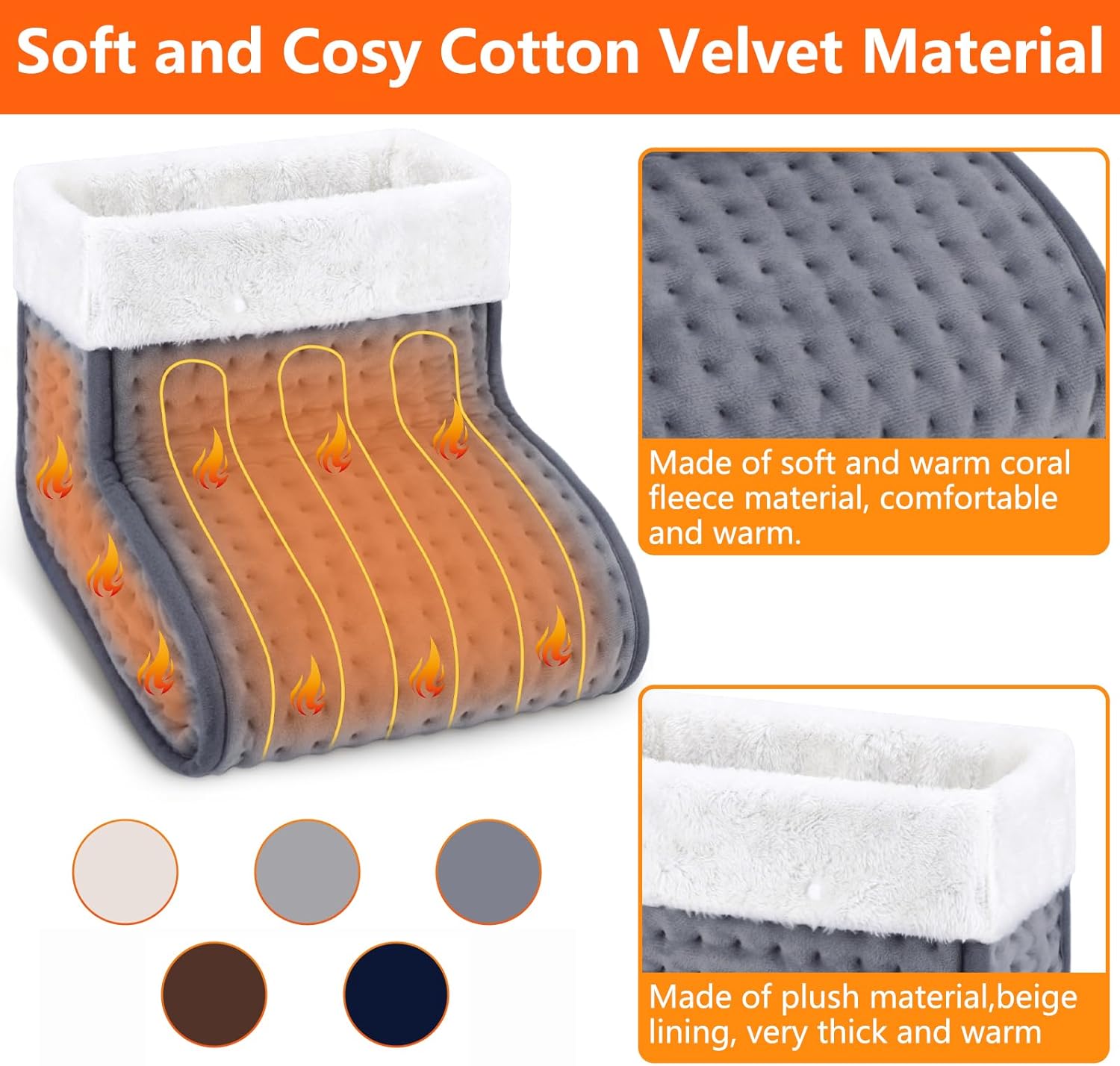 AU Plug – Double-Speed Heating Foot Warmer, 10 Heat Levels, 3 Timers, Multi-Safety Protection, Cozy All Day | DEWEL