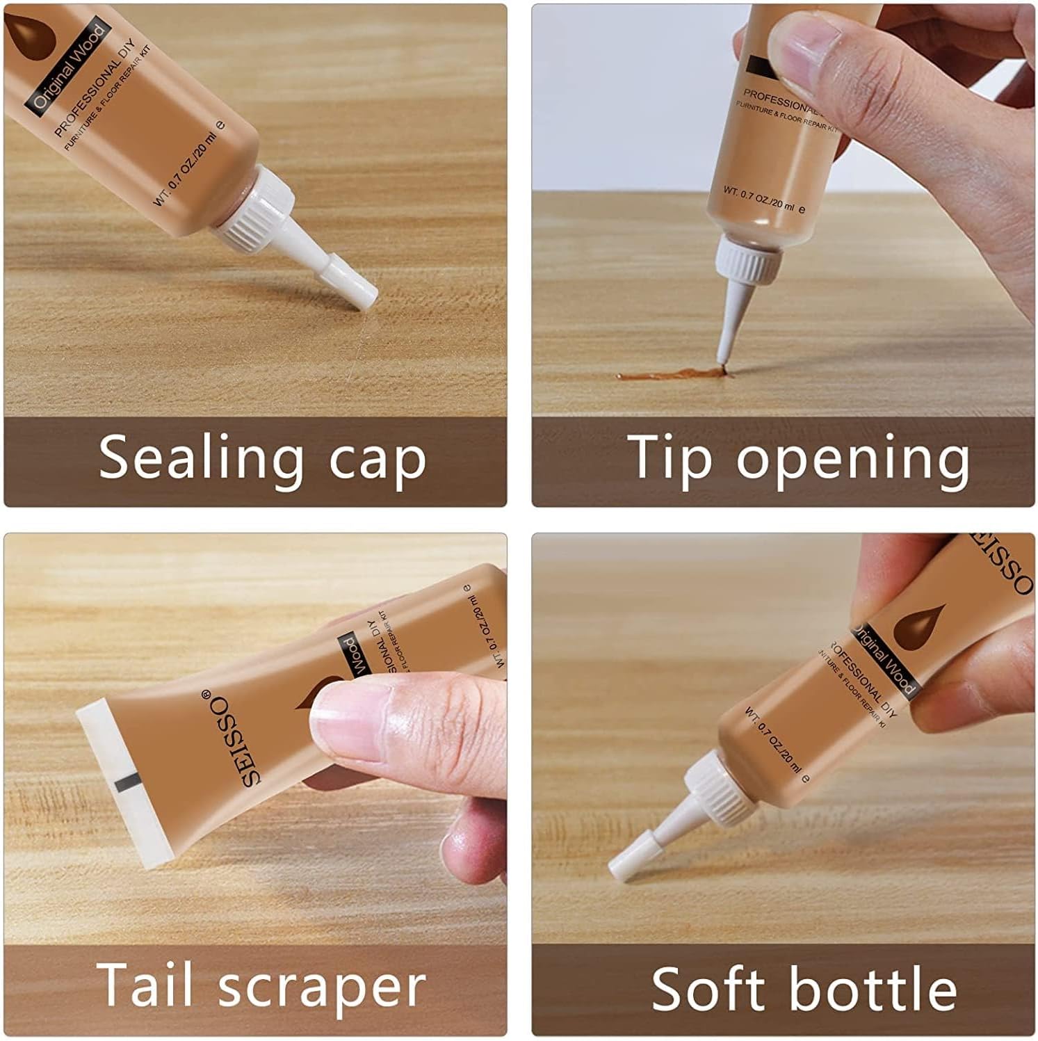 SEISSO Wood Repair Kit 12 Colors for Furniture Floor Table Cabinet Door