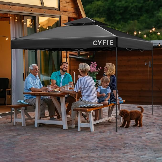 CYFIE 10x10ft Pop Up Canopy Tent with Sidewall & Sandbags