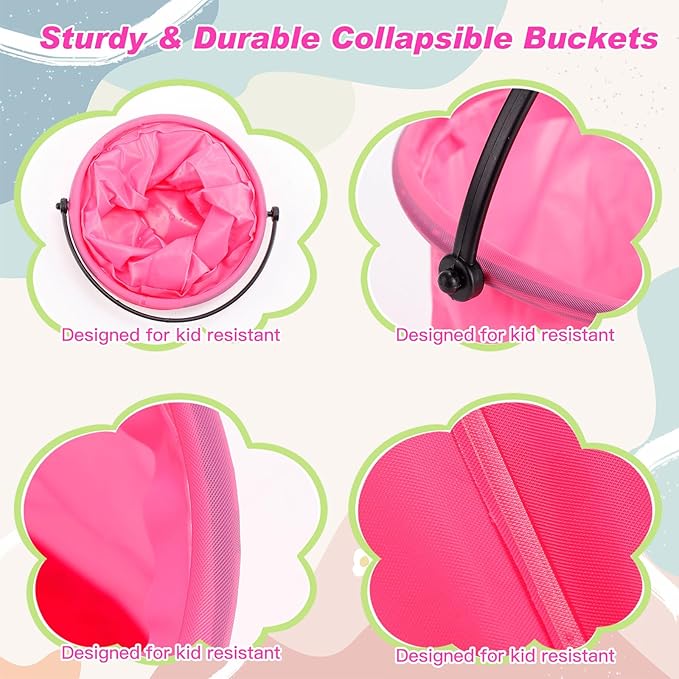 DEWEL 3PCS Kids Telescopic Fishing and Butterfly Nets with Bucket Nature Exploration Toys
