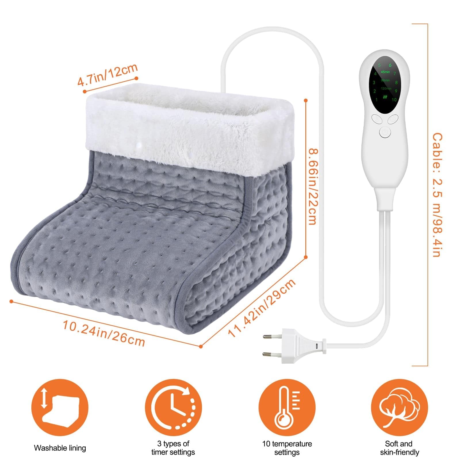 US Plug – Double-Speed Heating Foot Warmer, Adjustable 10 Levels, Multi-Safety Protection | CYFIE