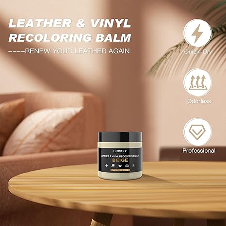 SEISSO Beige Leather Repair Kit – Vinyl Dye & Balm for Furniture, Car Seats, Shoes, Sofa