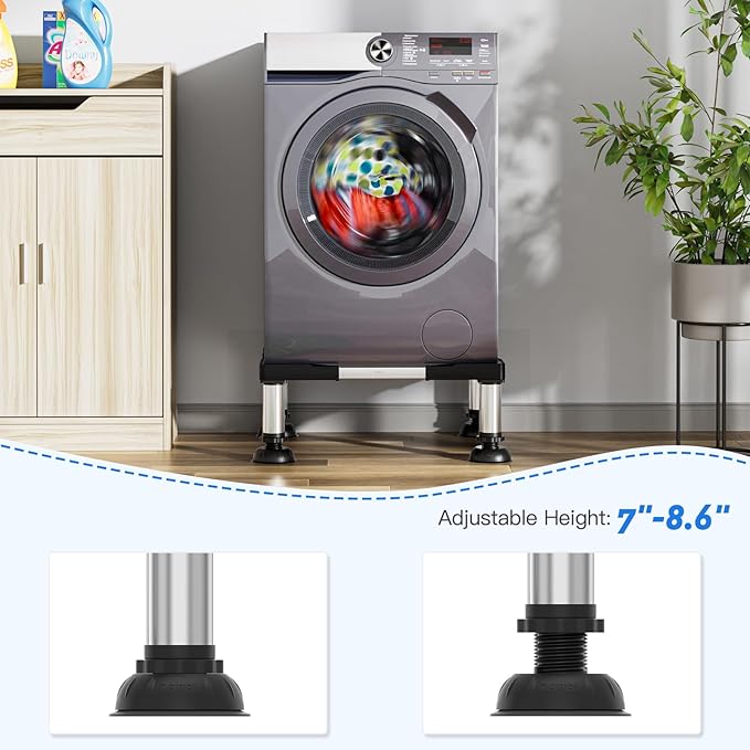 DEWEL Adjustable Mini Fridge & Washing Machine Stand 5"-6.6" Height, 661LB Load, Fits 17"-22"