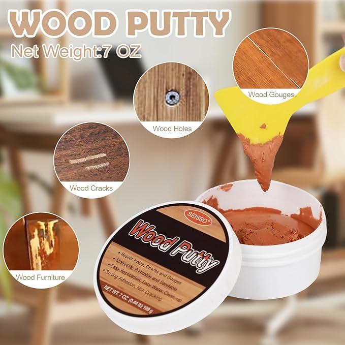 SEISSO Wood Putty – Paintable & Stainable Furniture Repair Filler