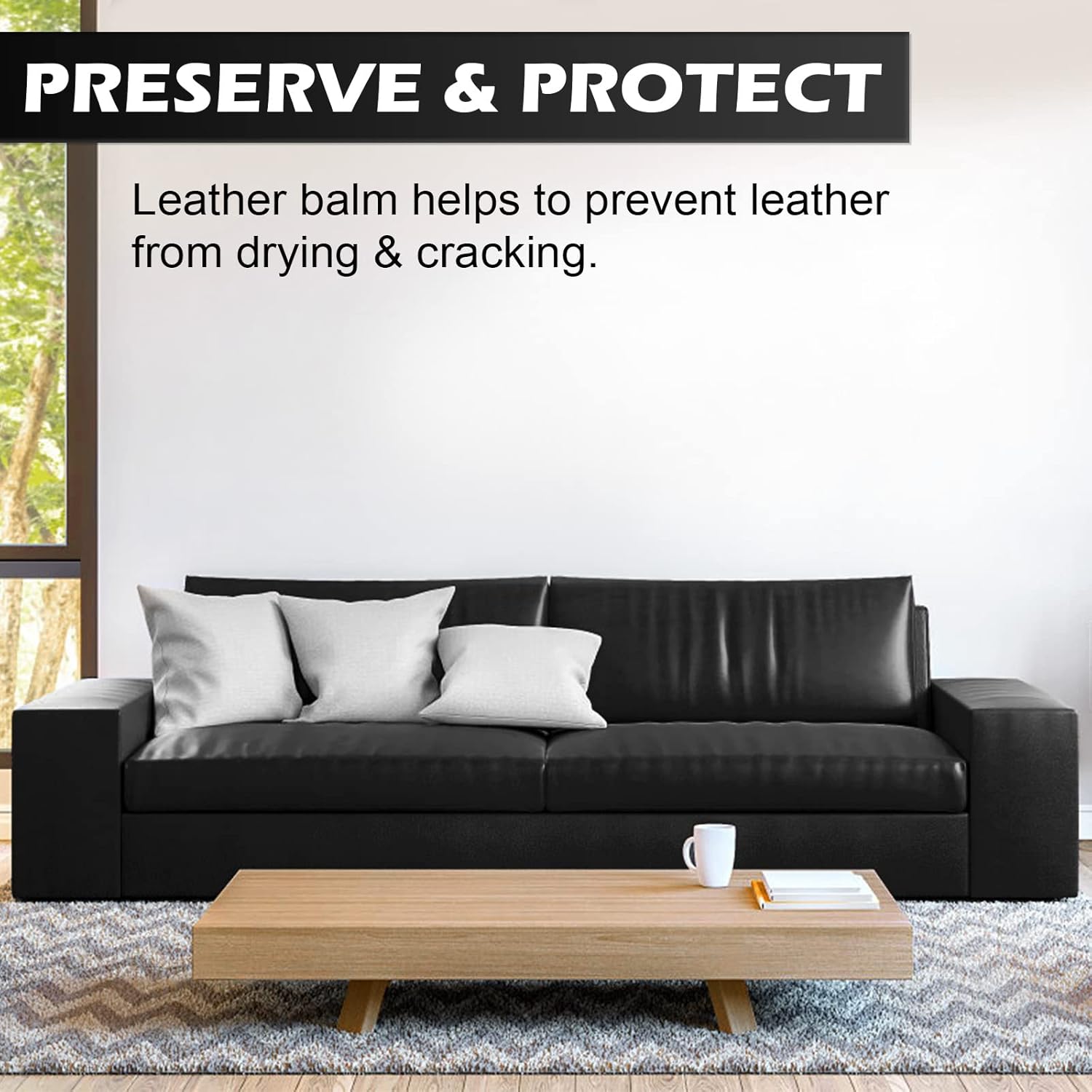 SEISSO Black Leather Repair Kit – Balm & Dye for Furniture, Couch, Car Seats, Scratch & Crack Repair