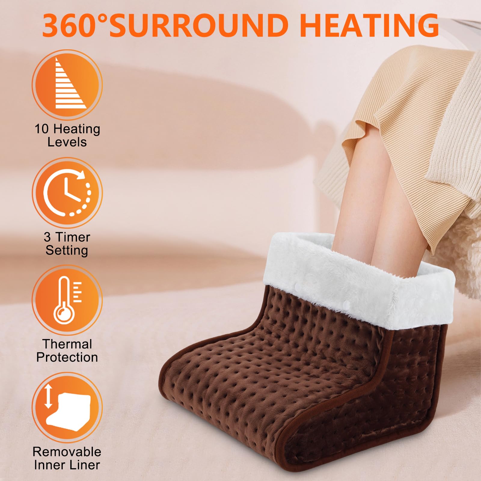 US Plug – Double-Speed Heating Foot Warmer, Adjustable 10 Levels, Multi-Safety Protection | CYFIE